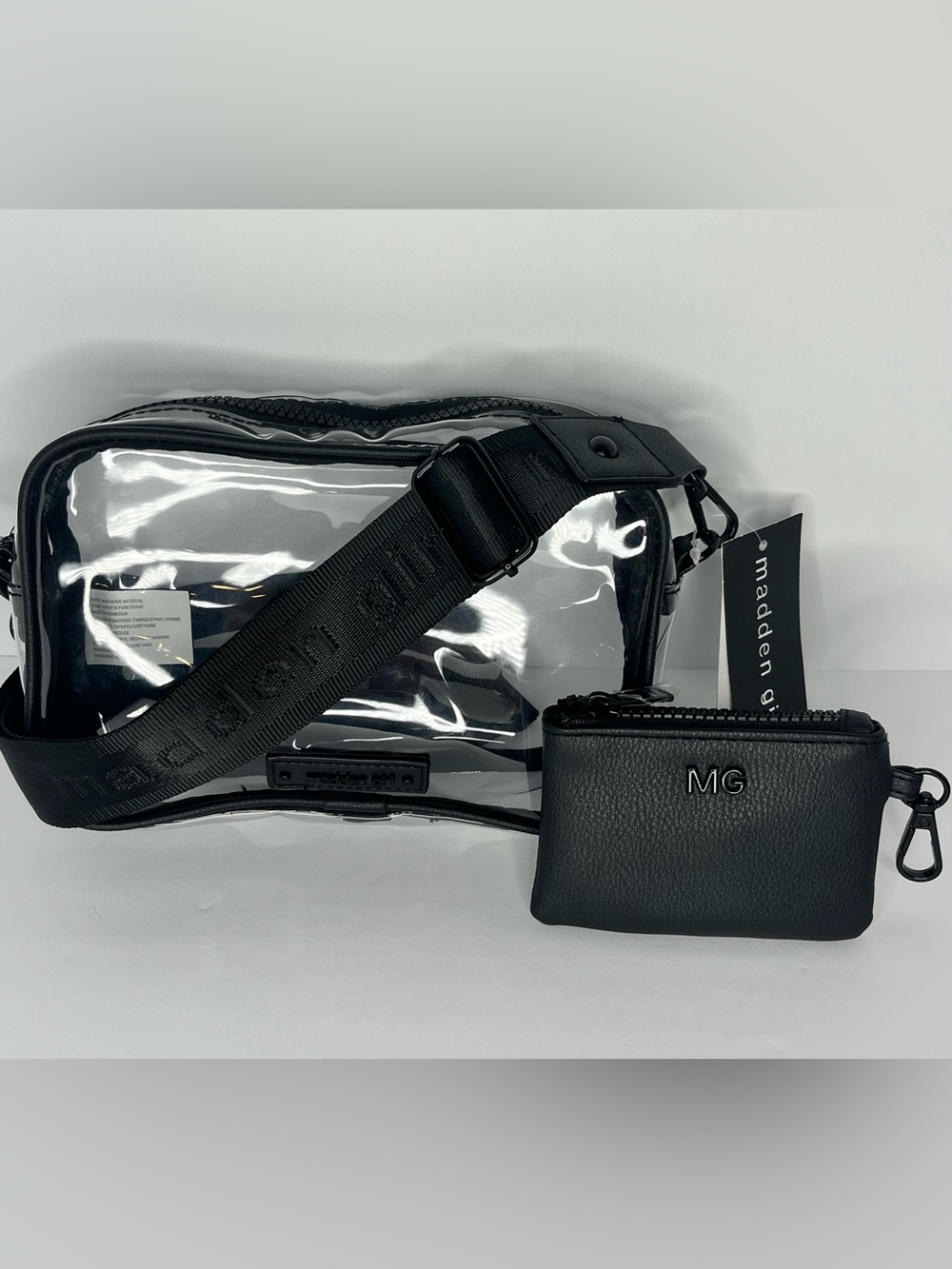 Madden Girl Aryann Clear Camera Crossbody Black